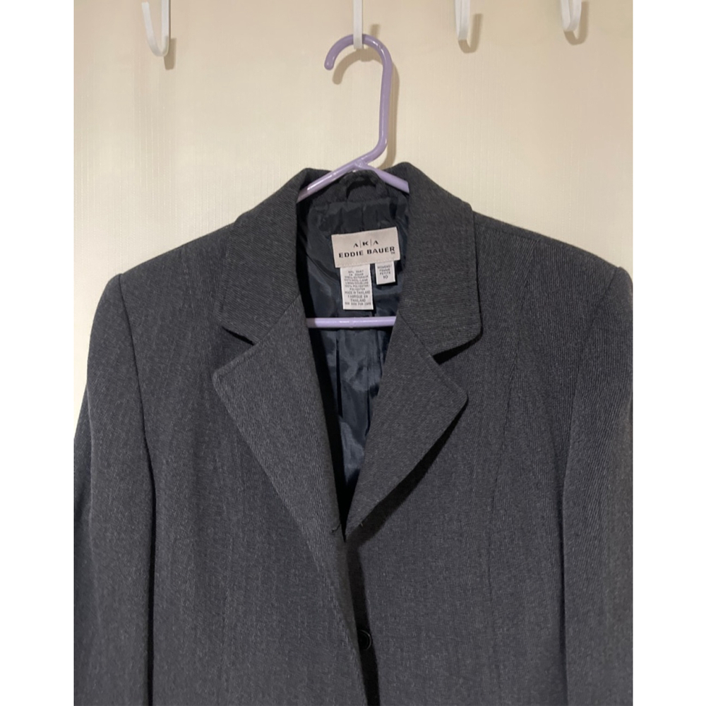 Women's Eddie Bauer Grey Petite 10P 100% Wool Blazer Jacket - Picture 3 of 11